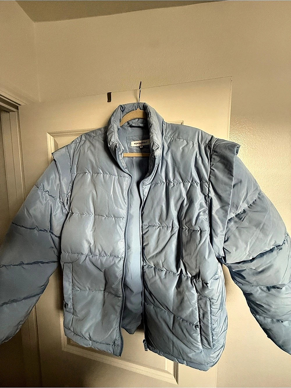 WeWoreWhat Blue Puffer Jacket